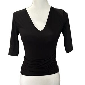 Fitted Black 3/4 Sleeve Blouse